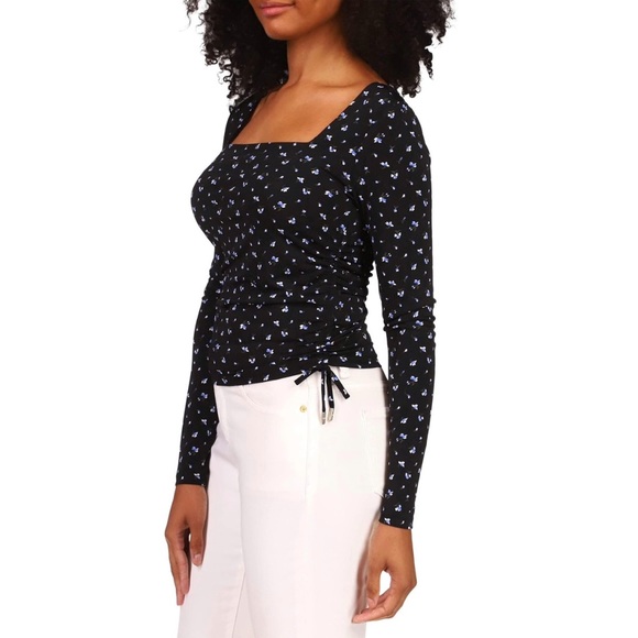 NWT Michael Michael Kors Leopard Animal Print Square Neck Long Sleeve Top Small - Picture 2 of 13